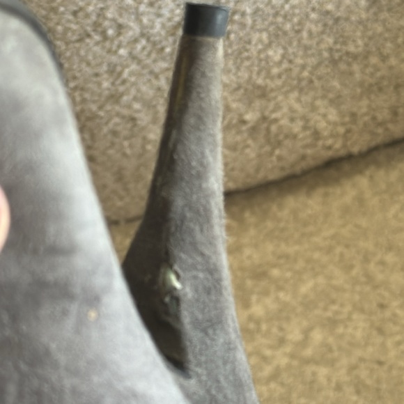 Prada Suede Knee High Boot Cone Heel Gray 37.5 IT 7.5 US NIB MSRP $1400 - Picture 14 of 14